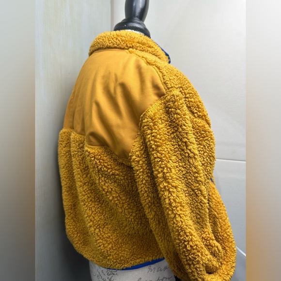 Nike Crop Cropped Sherpa Fleece Brown Orange 1/4 Zip Pullover Sweatshirt Medium - Picture 4 of 10